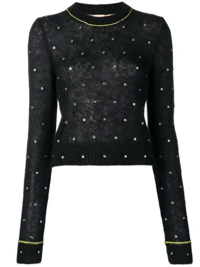 N°21 Embellished Knit Sweater In Black