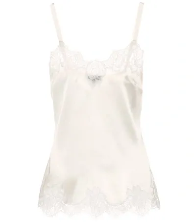 Dolce & Gabbana Lace-trimmed Satin Camisole In White