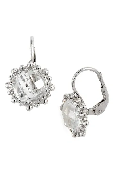 Anzie Dew Drop Snowflake White Topaz Drop Earrings In Silver