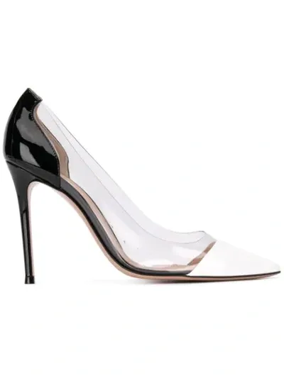 Gianvito Rossi Black And White Plexi 105 Patent Leather Pumps