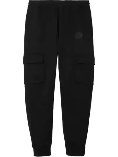 Burberry Pocket Detail Cotton Jersey Trackpants In Black