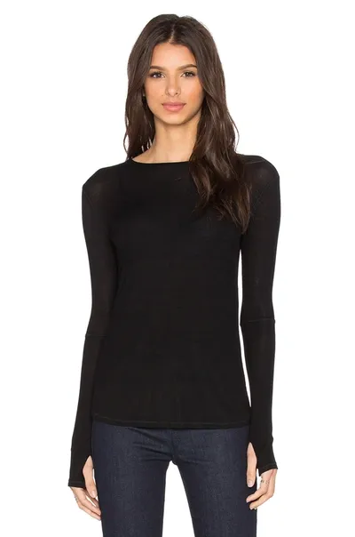 Michael Lauren Everett Long Sleeve Thumbhole Tee In Black