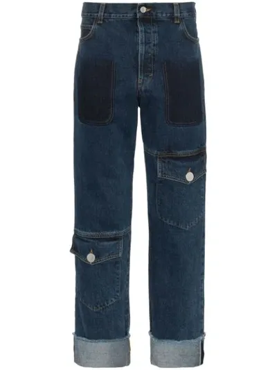 Jw Anderson Mid Blue Shaded Pocket Detail Denim Trousers