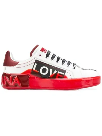 Dolce & Gabbana Portofino Love Melt Sneakers In White,red,black