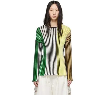 Kenzo Striped Ribbed-knit Sweater In Multicoloured