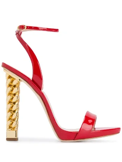 Giuseppe Zanotti Giuseppe For Rita Ora Patent Leather Slingbank Sandals In Red