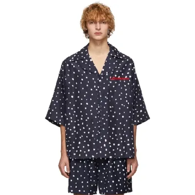 Charles Jeffrey Loverboy Polka-dot Short Sleeve Shirt In Navy Polkad