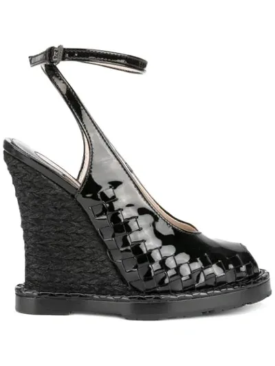 Bottega Veneta Ankle Length Sandals In Black