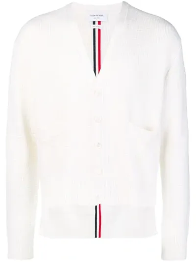 Thom Browne Rwb Stripe Cardigan In White