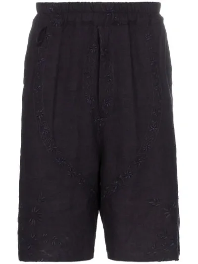 By Walid Lorenzo 1920s Embroidered Shorts In Blue