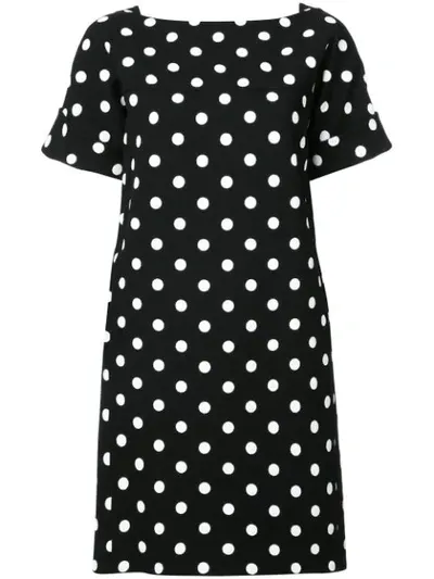 Oscar De La Renta Bow-back Polka-dot Crepe Dress In Black