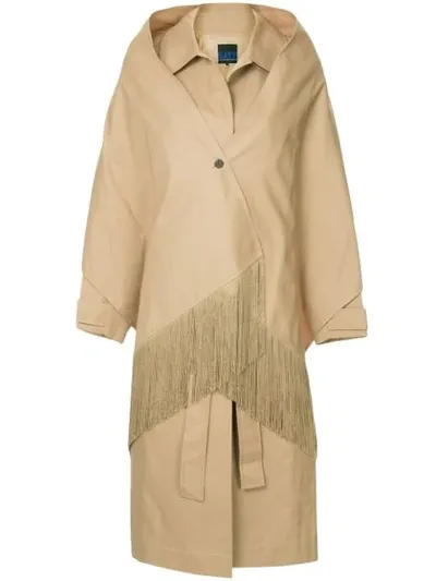 Sjyp Shawl Detailed Trench Coat In Brown