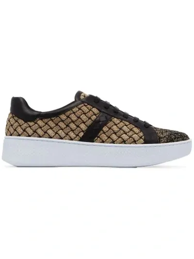 Bottega Veneta Woven Metallic Fabric Trainers In Black