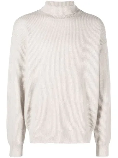 Bottega Veneta Waffle Knit Jumper In Neutrals