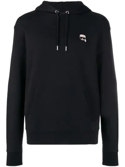 Karl Lagerfeld Small Ikonik Patch Hoodie In Black