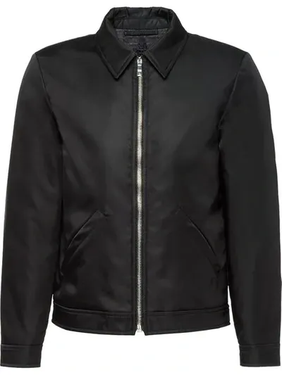 Prada Nylon Gabardine Bomber Jacket In Black