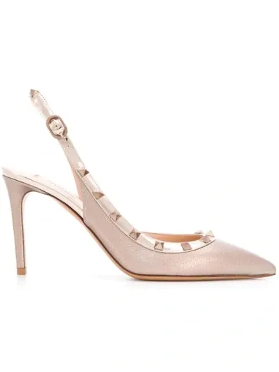 Valentino Garavani Rockstud Sling-back Pumps In Gold