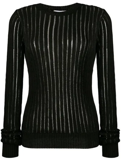 Helmut Lang Transparent Stripe Crew In Black 001