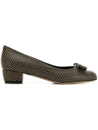 Ferragamo Varina Studded Pumps In Black