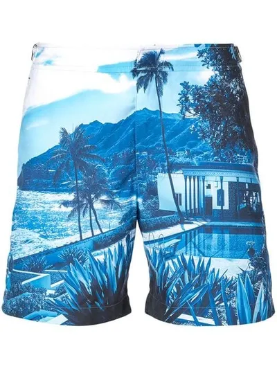 Orlebar Brown Tropical Print Swim Shorts In Blue