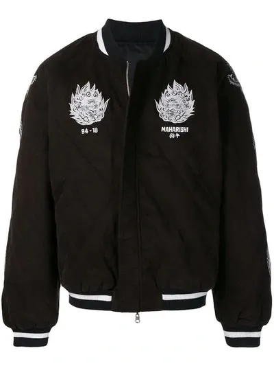 Maharishi Logo Quilted Bomber Jacket In Black