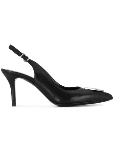 Philipp Plein Decollete Maculate Slingback Pumps In Black