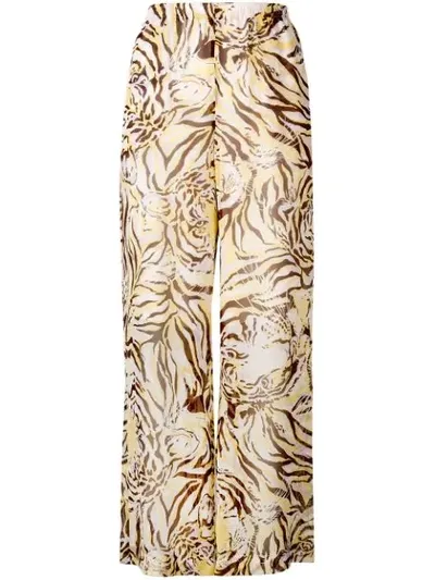 See By Chloé Tiger Print Wide Leg Trousers In Neutrals