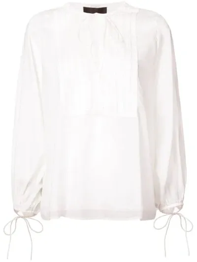 Nili Lotan Bib Blouse In White