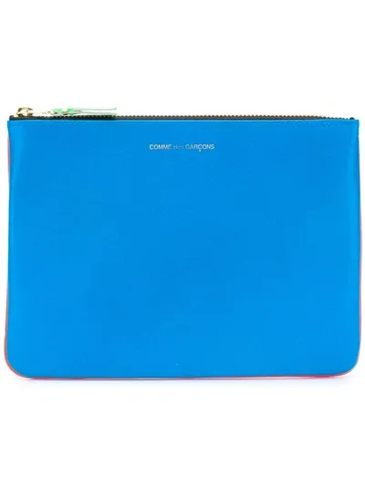 Comme Des Garçons Colour Block Wallet In Blue