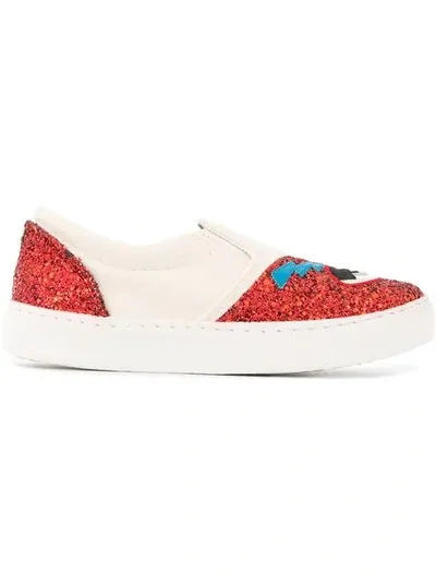 Chiara Ferragni Flirting Glitter Slip-on Sneakers In White