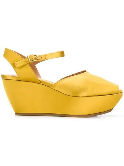 Marni Open Toe Wedges In Yellow