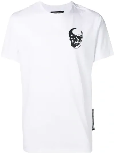 Philipp Plein 'platinum Cut' T-shirt Mit Totenkopf In White