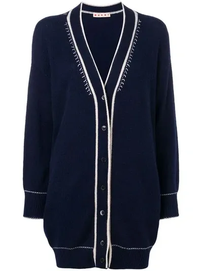 Marni Cashmere Oversized Cardigan In Blue