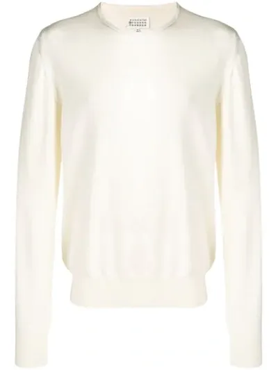 Maison Margiela Contrast Trim Jumper In 103f Beige