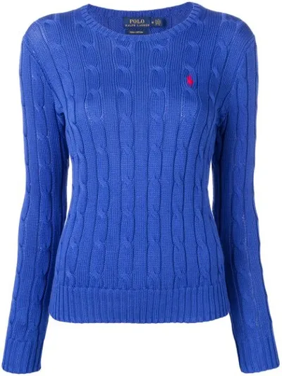 Polo Ralph Lauren Logo Cable Knit Sweater In Blue