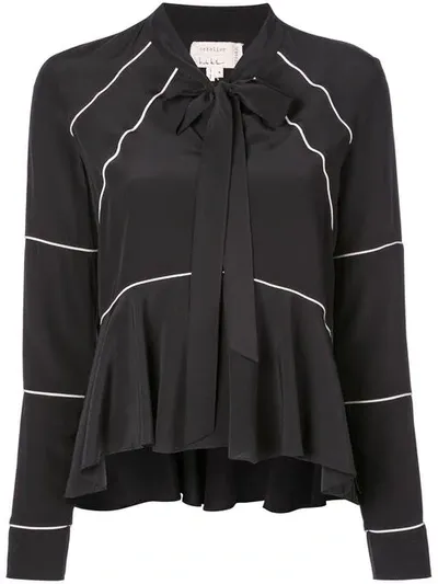 Nicole Miller Contrast Trim Blouse In Black