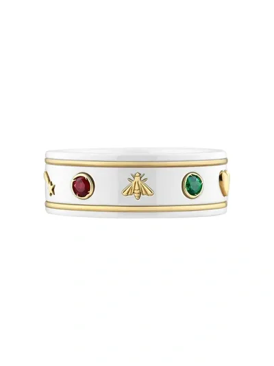 Gucci 18kt Yellow Gold Icon Gemstone Ring In Yellow Gold / Whi