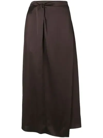 Vince Straight Midi Skirt In Brown