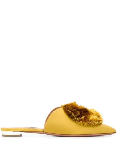 Aquazzura Crystal Lotus 45 Mules In Yellow