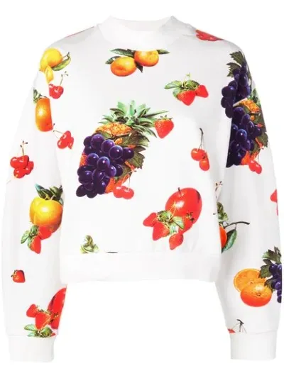 Msgm Fruit Print Sweatshirt In White