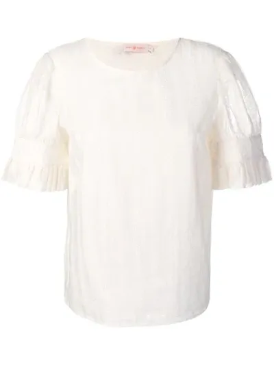 Tory Burch Pleated Sheer Blouse In Neutrals