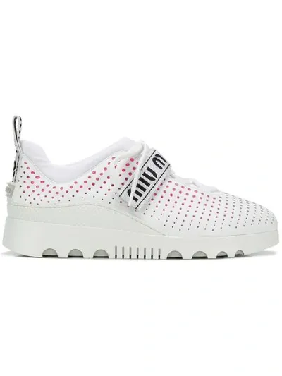 Miu Miu Perforated Sneakers In White