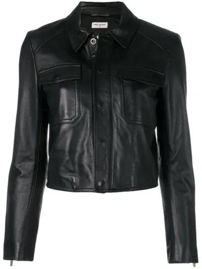 Saint Laurent Leather Biker Jacket In Black