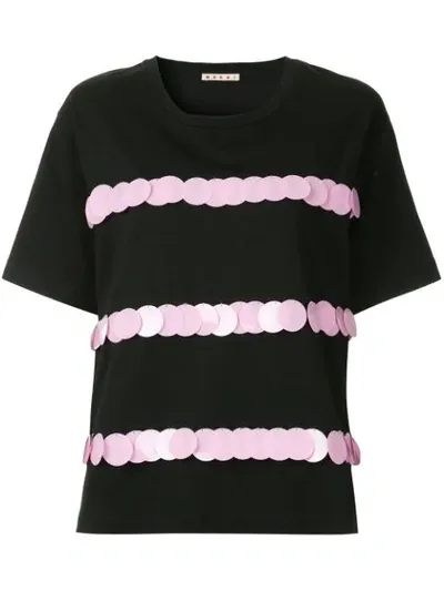 Marni Embellished Short-sleeve Blouse In Black