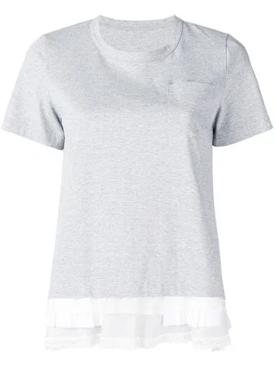 Sacai Layered Hem T-shirt In Grey