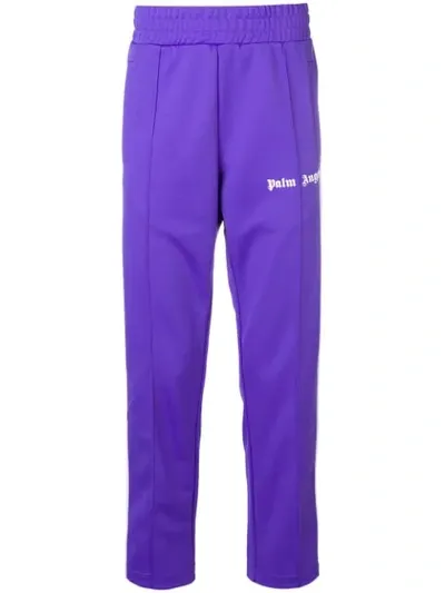 Palm Angels Logo Embroidered Track Trousers In Purple