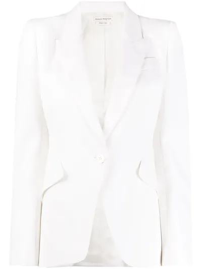 Alexander Mcqueen Single-breasted Peaked Lapels Blazer In Ivory