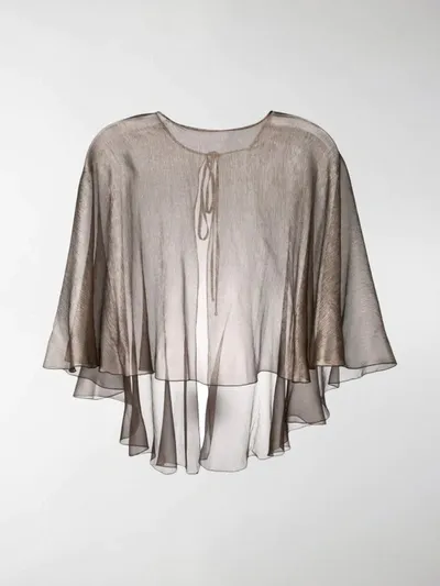 Maria Lucia Hohan Floaty Metallic Cape In Brown