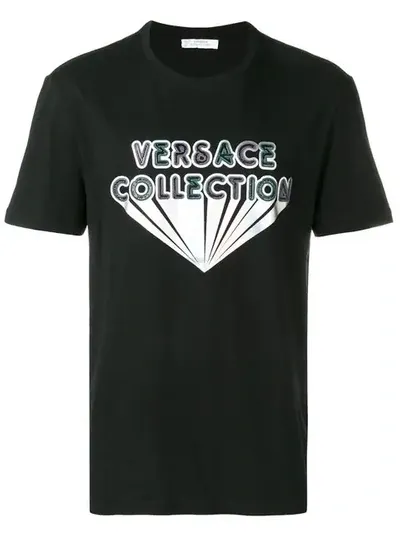 Versace Logo Print T-shirt In Black