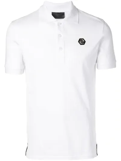 Philipp Plein Logo Plaque Polo Shirt In White